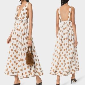 princess polly baby blue dress NWT. Zara Brown/Cream Linen Blend Polka Dot main image 0